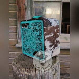 Western Handtooled Cowhide Double Stacker Jewelry Case NWOT